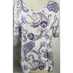 Chicos Short Sleeve Blouse Size 2 Large